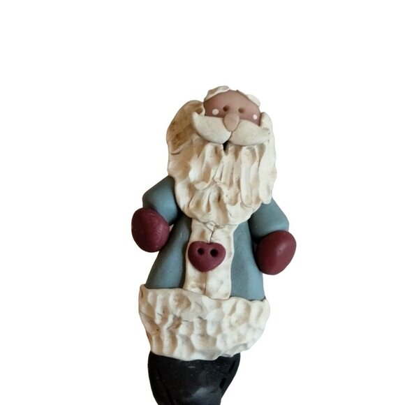 Handmade Jewelry - vintage Santa Pin Christmas Dough handcrafted Patriotic Red White Blue